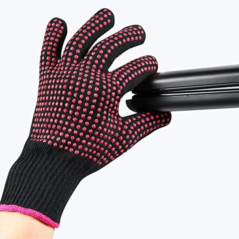 

1Pair Protective Glove Hairdressing Heat Resistant Finger Glove for Hair Straightener Perm Curling Flat Iron Black Grey