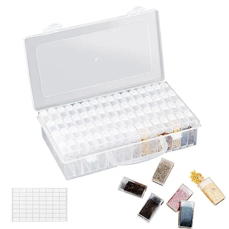 Seed Storage Box Transparent Storage Containers 64 Grid Clear Organizer Box With Label Stickers For Vegetable Seeds Clover Seeds