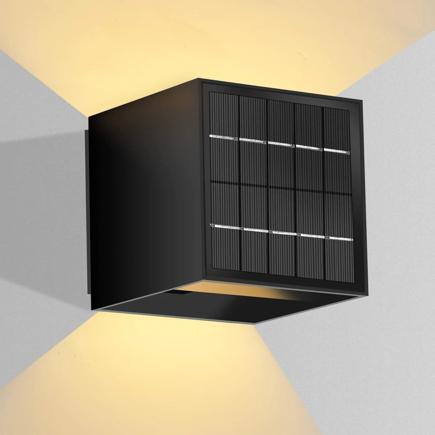 

Solar Motion Sensor Outdoor Wall Lights,with Mercial Power Black Modern Up and Down Wall Lamps 10W,IP65 Waterproof Warm light