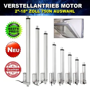 Линейный привод двигателя 750 Н, 4-18 дюймов, 330 фунтов, 12 В постоянного тока, для электрического одноколесного скутера, диапазон входного напряжения, алюминиевый сплав