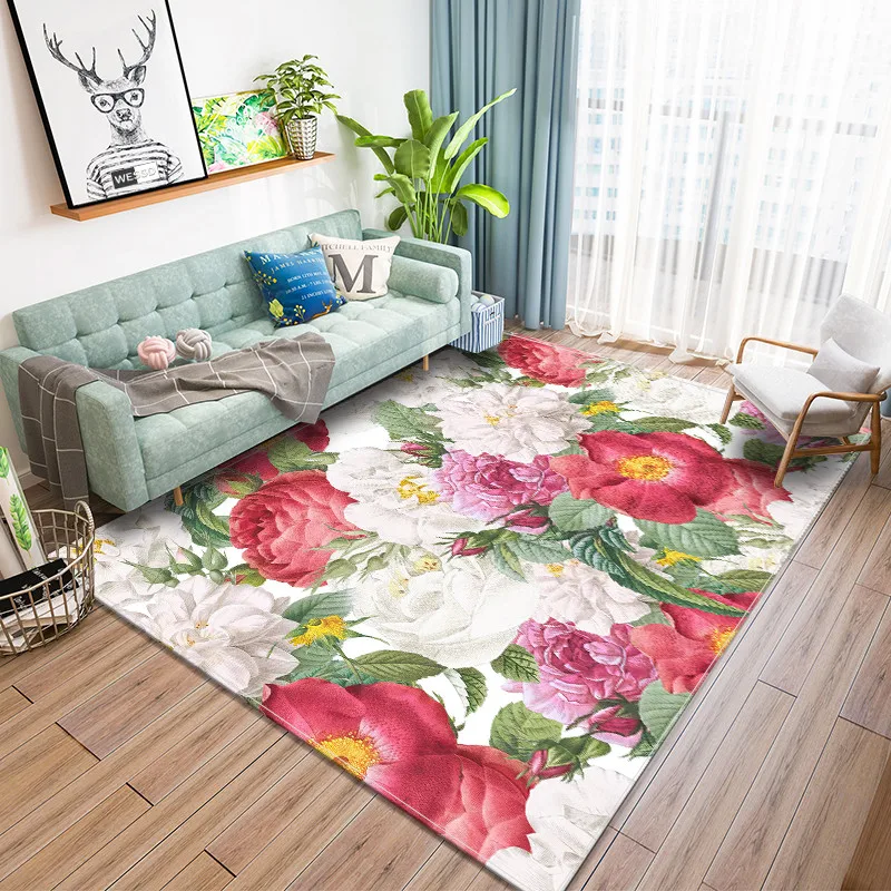 

3D Flower Carpets For Living Room Soft Children Carpet For Girls Floral Lounge Rug Hallway Carpet Long Custom Kitchen Mats