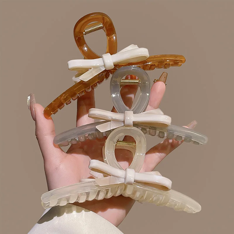 

TwinkLei Large Transparent Hair Clip Claws for Women Girls Bowknot Hair Crab Summer Sweet Barrettes Acrylic Hair Accessories