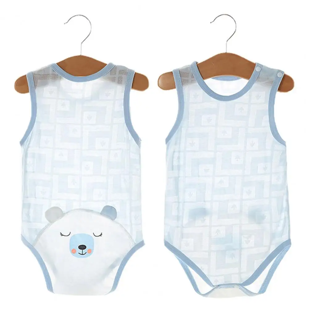

Fashionable Summer Cool Pullover Baby Vest with Crotch Button Newborn Romper Long-lasting Comfortable