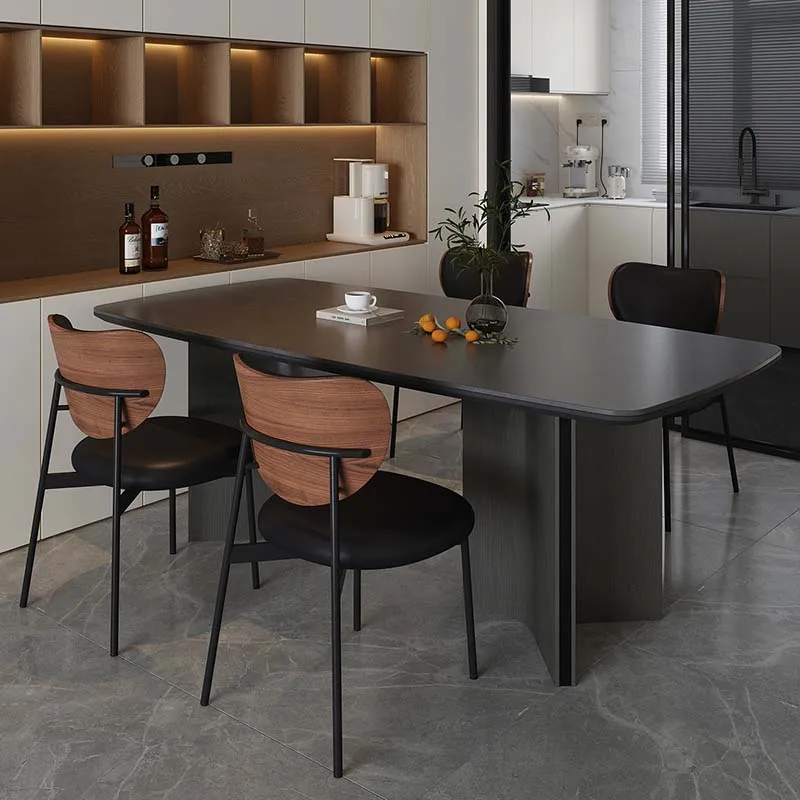 Металлический черный обеденный стол прямоугольный итальянский современный для