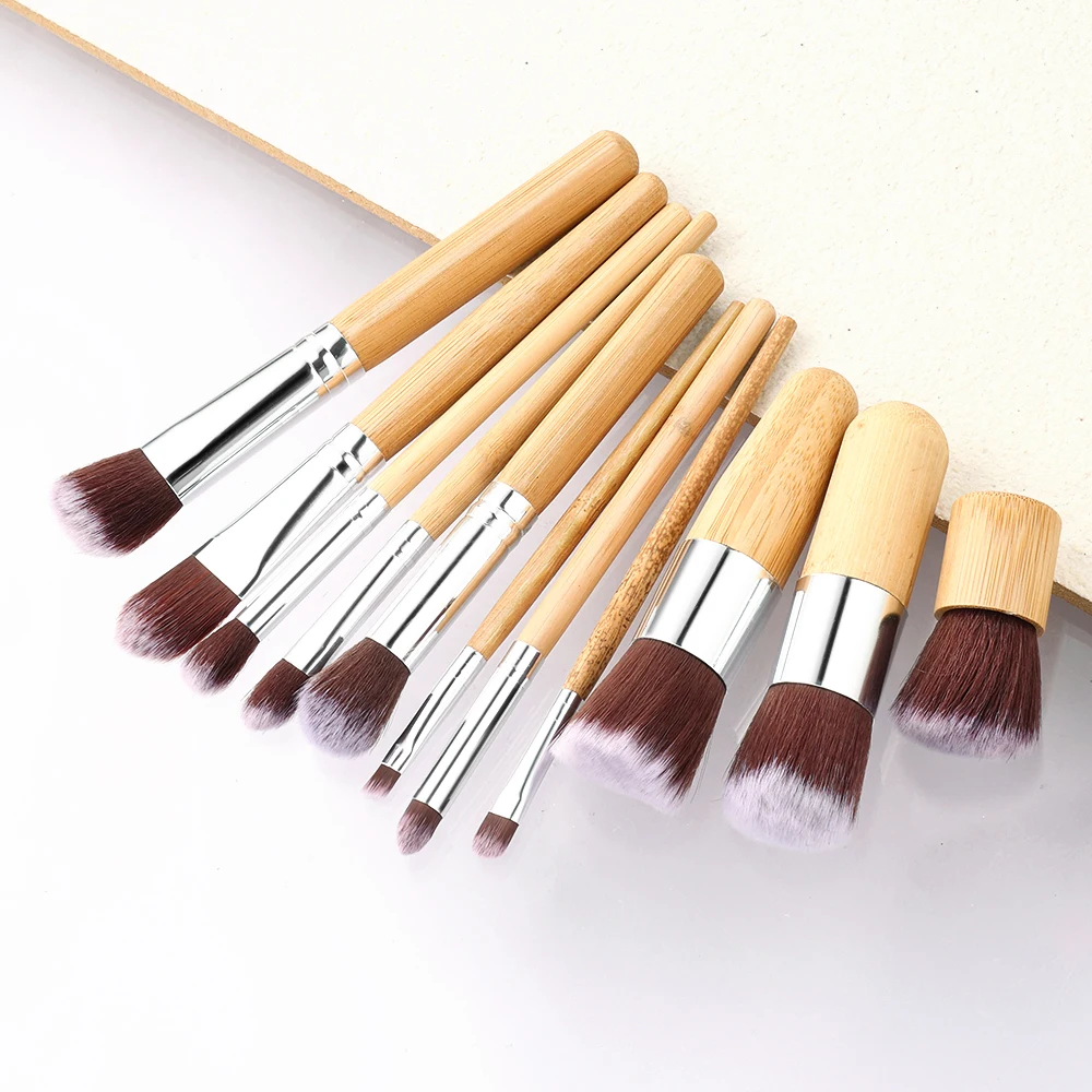 11 шт. натуральная бамбуковая ручка набор кистей для макияжа Высокое качество