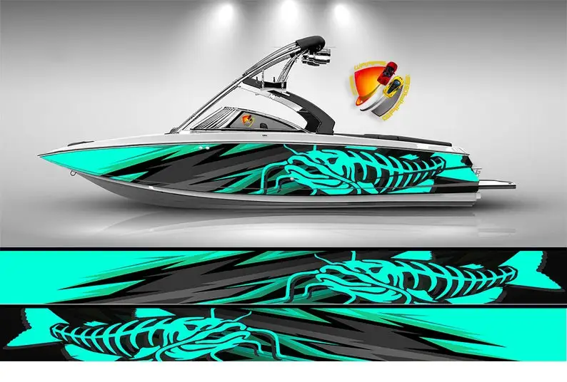 

Catfish Aqua Graphic Vinyl Boat Wrap Fishing Pontoon Sportsman Sea Water Watercraft All Boats Decal