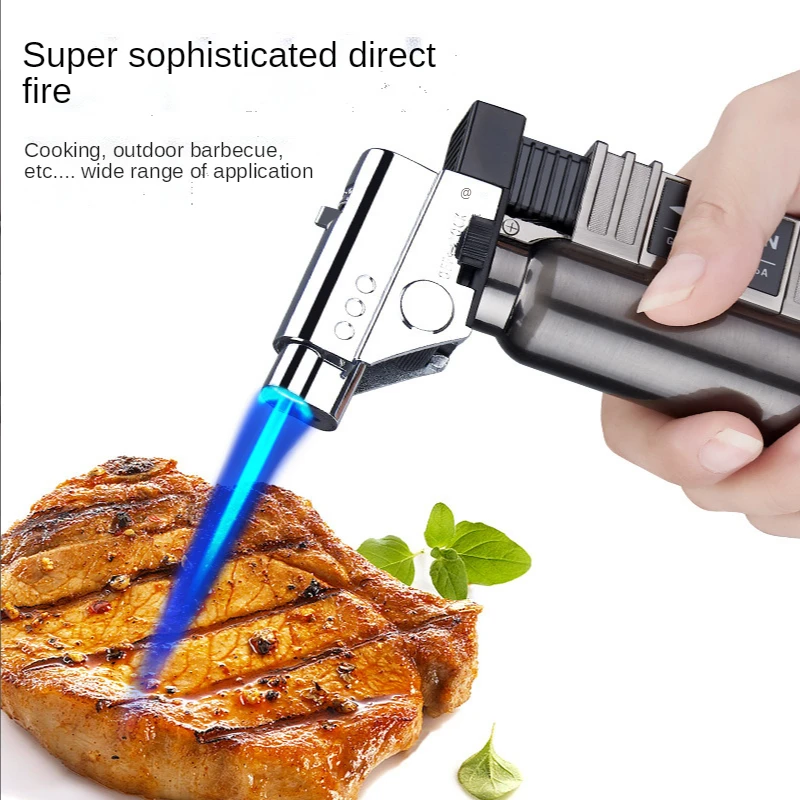 

Windproof Inflatable Large Straight Spray Gun Cigar Lighter Cigar Gun Outdoor Barbecue Baking Welding Gun Smoking Accessories