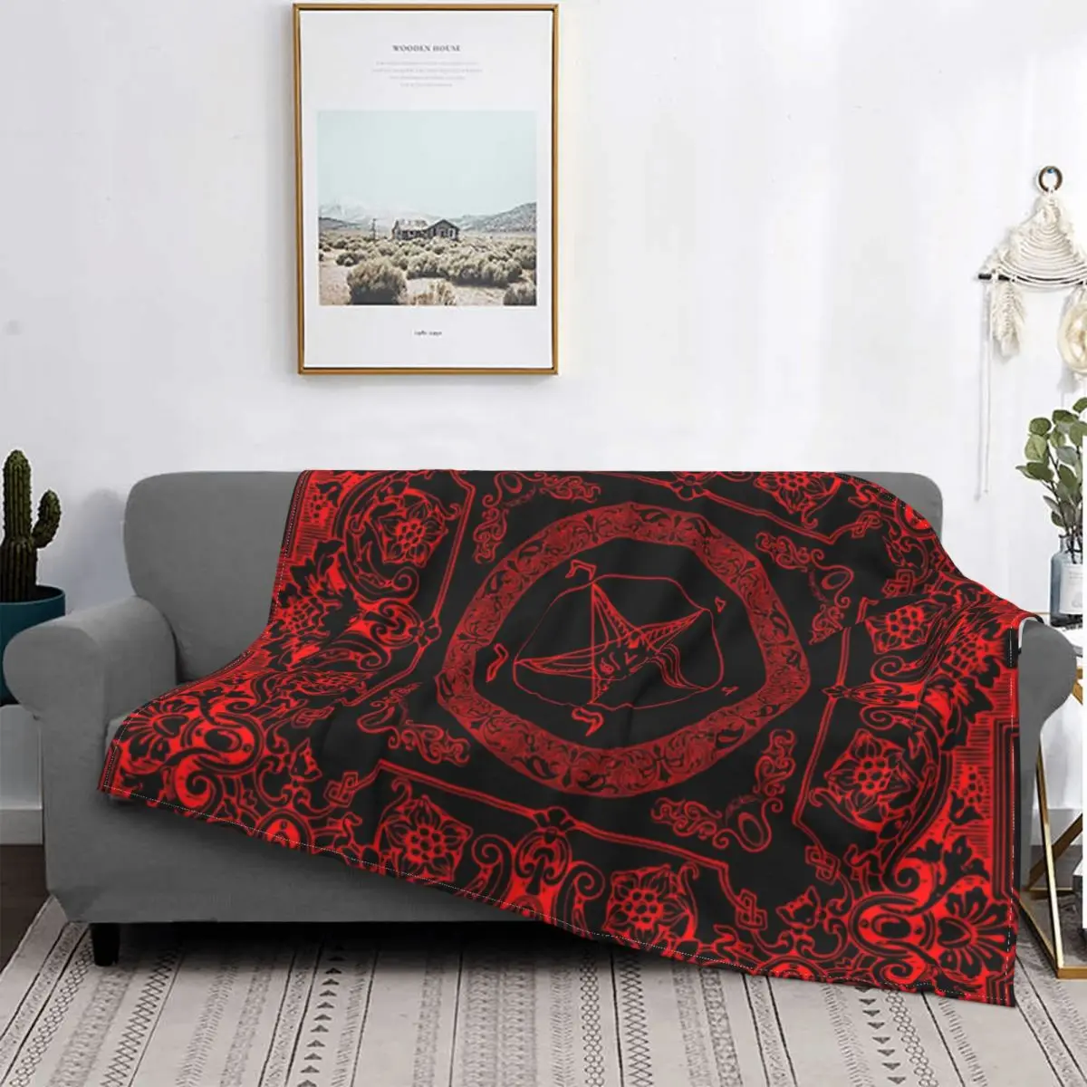 S Warm Flannel Satanic Occult Pentagram Throw Blanket For Bedding Couch Quilt