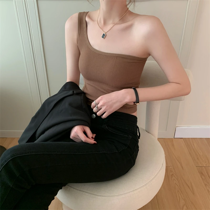 Кофта женская в Корейском стиле топ без рукавов бюстгальтер весна-лето 2022 (QQ312) 4