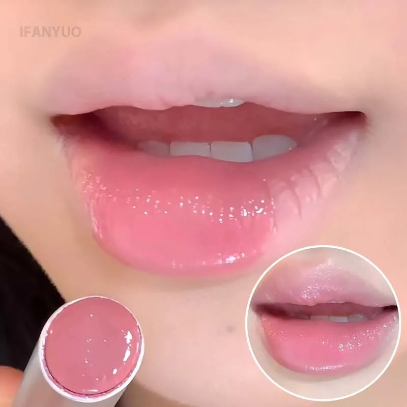 Pink Crystal Mirror Glass Solid Lip Gloss Round Tube Wa