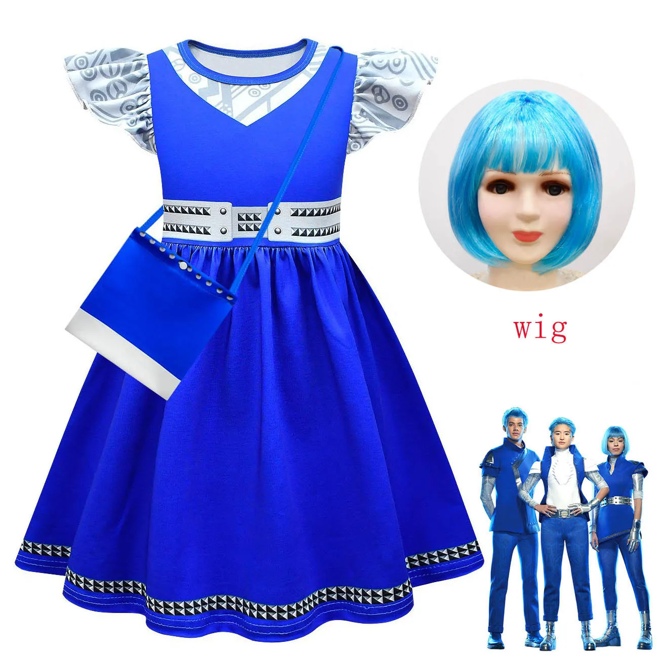

Платье для девочек, костюм Эддисона для косплея с зомби кампусом 3, костюм на Хэллоуин, детские синие платья принцессы с оборками, детская одежда для дня рождения