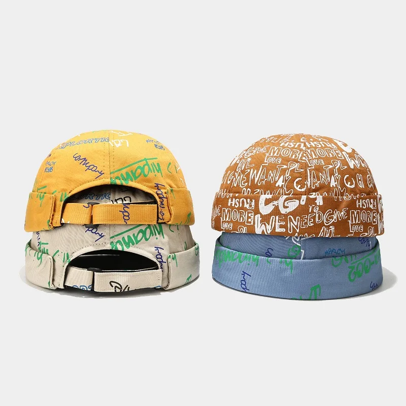 

New Beanie Hat Graffiti Letters Melon Skin Cap Street Hip-hop Casual Yuppie Spring and Summer Men's Hats
