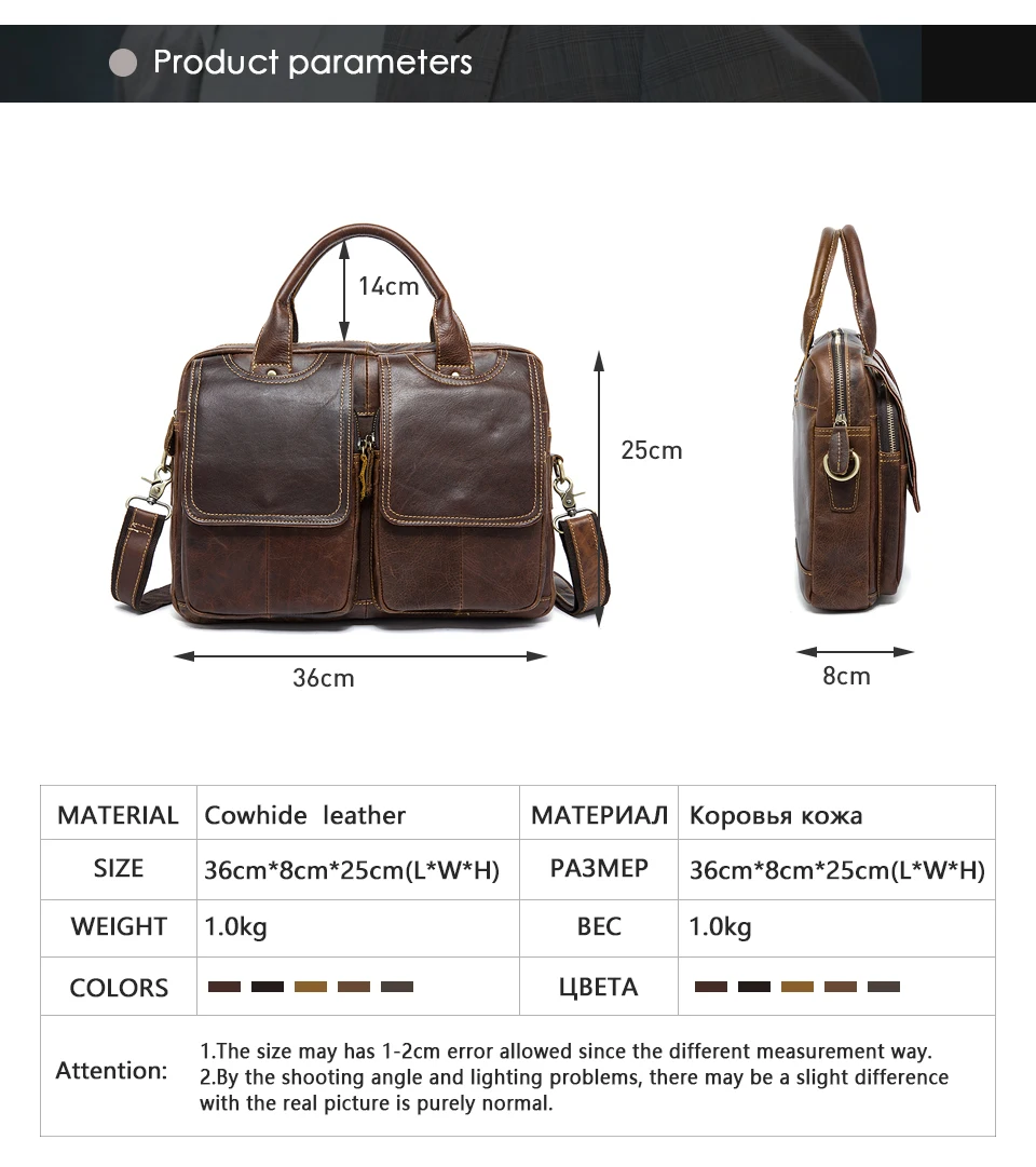 Polare Large Full Grain Leather  Handbags  for Men Business Travel Case Messenger Bag Messenger Bag Men