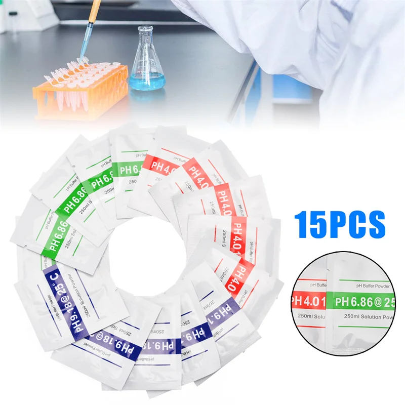 

15pcs/lot PH Buffer Powder 4.01 6.86 9.18 PH Buffer Powder Measure Calibration Measure Calibration Solution For Test Meter