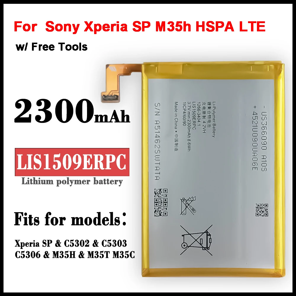 

Original LIS1509ERPC Battery For Sony Xperia SP M35h HSPA LTE C5302 C5303 C5306 c530x 2300mAh