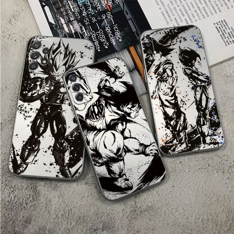 

DBZ Vegeta Saiyan Prince Phone Case for Samsung A13 A12 A11 A23 A22 A03 A04 A02 A20S Metal Feel Silver Silicone Plating Coque