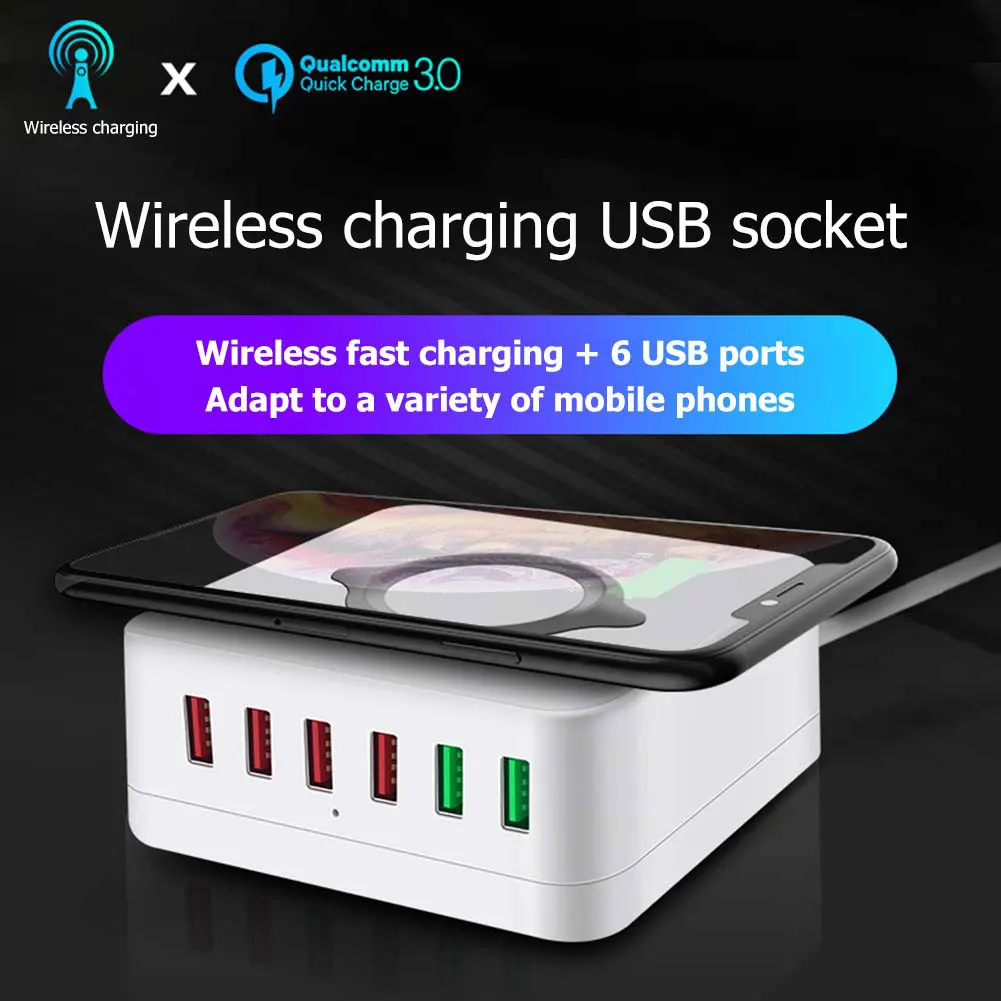 

3,0 PD многопортовый USB-концентратор для зарядки со светодиодный ным дисплеем, зарядная станция с несколькими USB-портами и беспроводным зарядн...