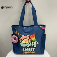 new 2022 lesportsac womens bags nylon large capacity shoulder bags cartoon tote bags casual messenger bags donut charms