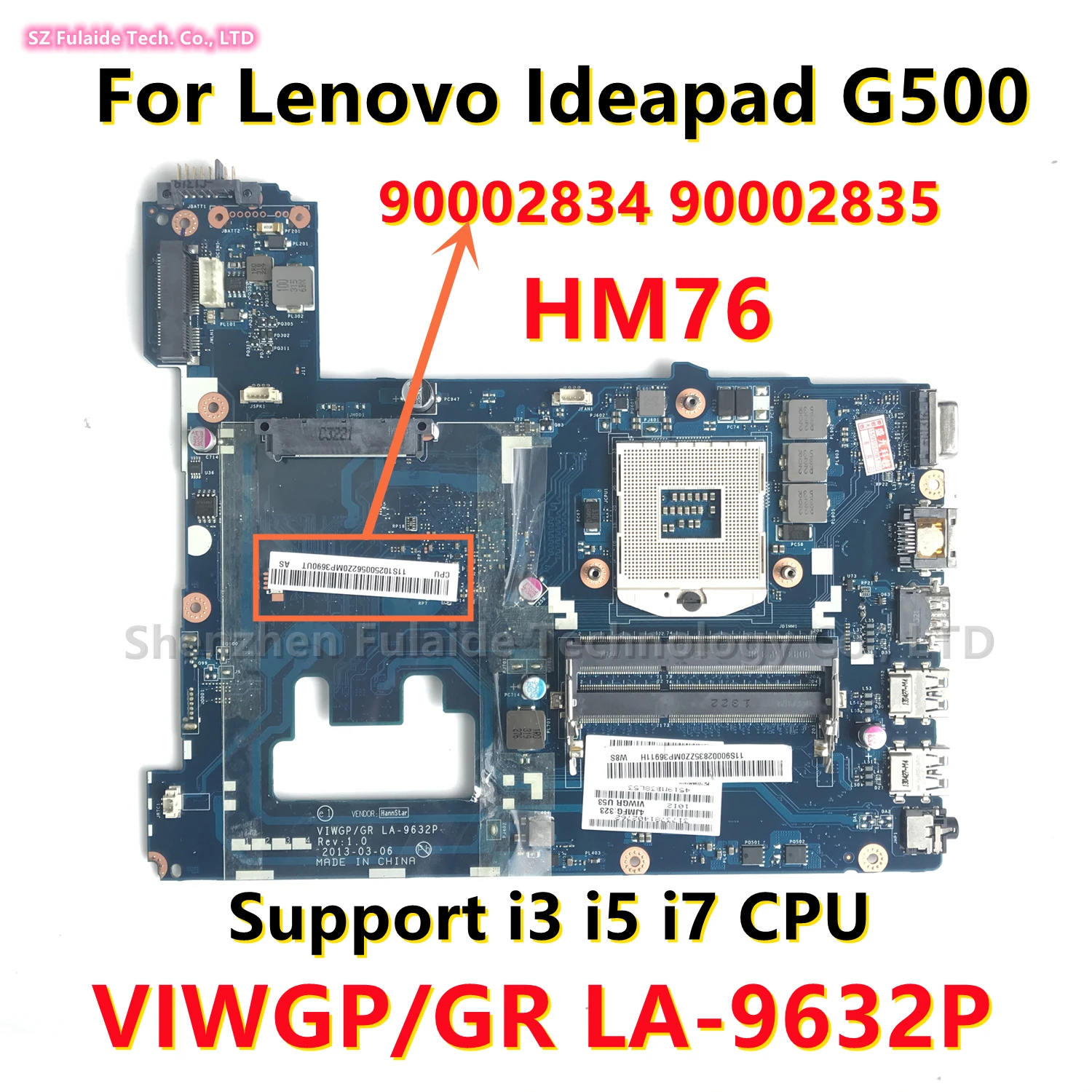 VIWGP/GR LA-9632P для Lenovo Ideapad G500 материнская плата для ноутбука HM76 поддержка i3/i5/i7 CPU DDR3 FRU:90002834 90002835 100% протестирована