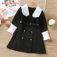 bear leader toddler girls dress long sleeve black color princess dress children clothing baby girl lace dress preppy style dress