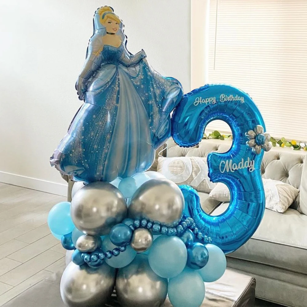 

33pcs Disney Princess Cinderella Foil Balloons Set 30inch Number Globos Cartoon Theme Birthday Party Decor Baby Shower Air Balls