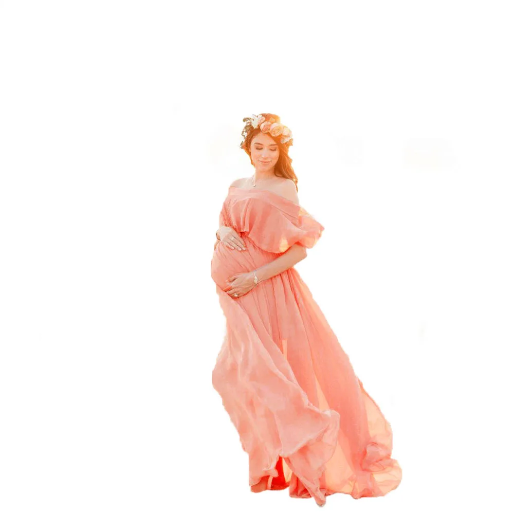 Maternity Wear Premama Photography Props Chiffon Midi Elegant Dresses Casual Pregnancy Woman Photo Shoot Clothing Pregnant Dress enlarge