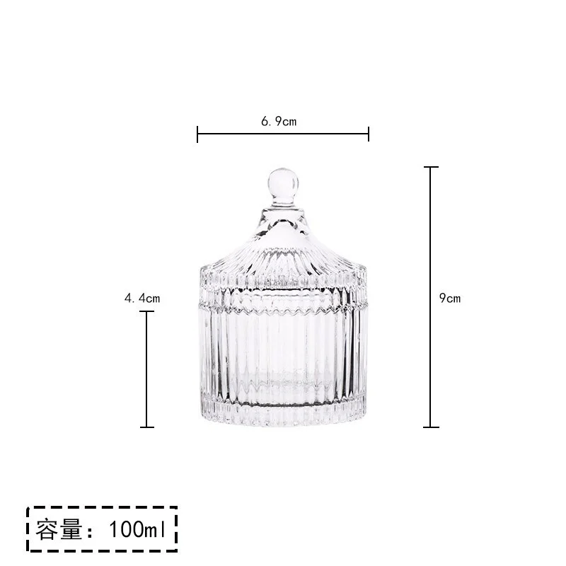 Transparent Glass Candy Jar With Lid Crystal Storage Jar Candy Cup Sugar Jar Happy Candy Cube Snack Candle Jars Decoration Home images - 6