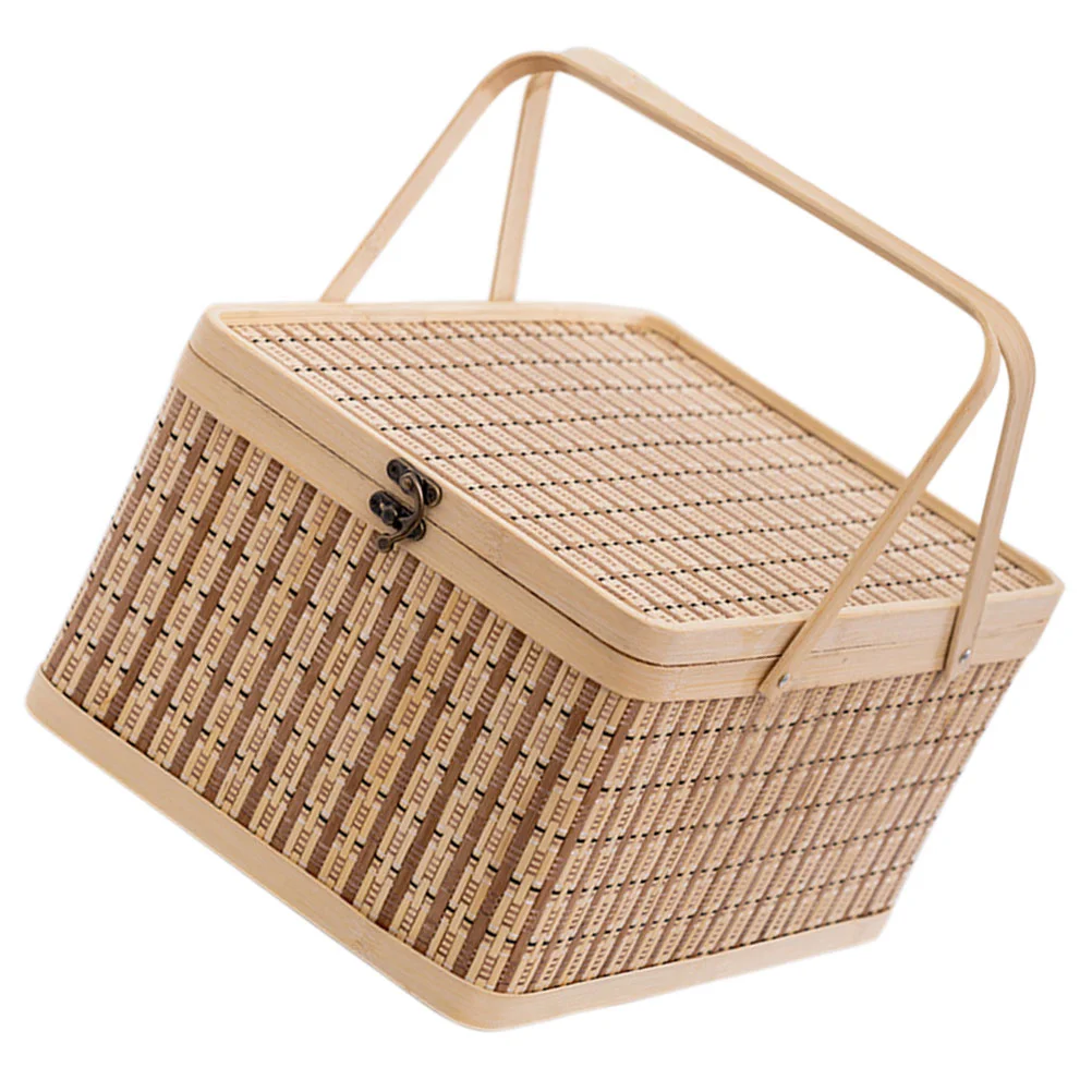 

Picnic Basket Woven Storage Basket Egg Storage Holder Decorative Bamboo Basket Containers Fruit