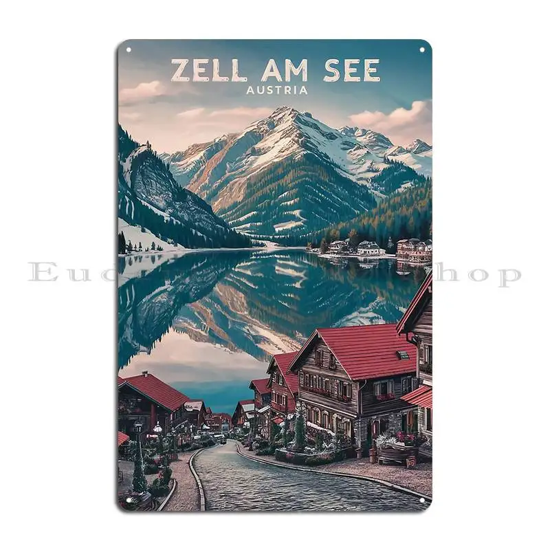 Zell Am See Austria Металлическая вывеска Настенный декор Паб Утюг Кухня Гараж Оловянная