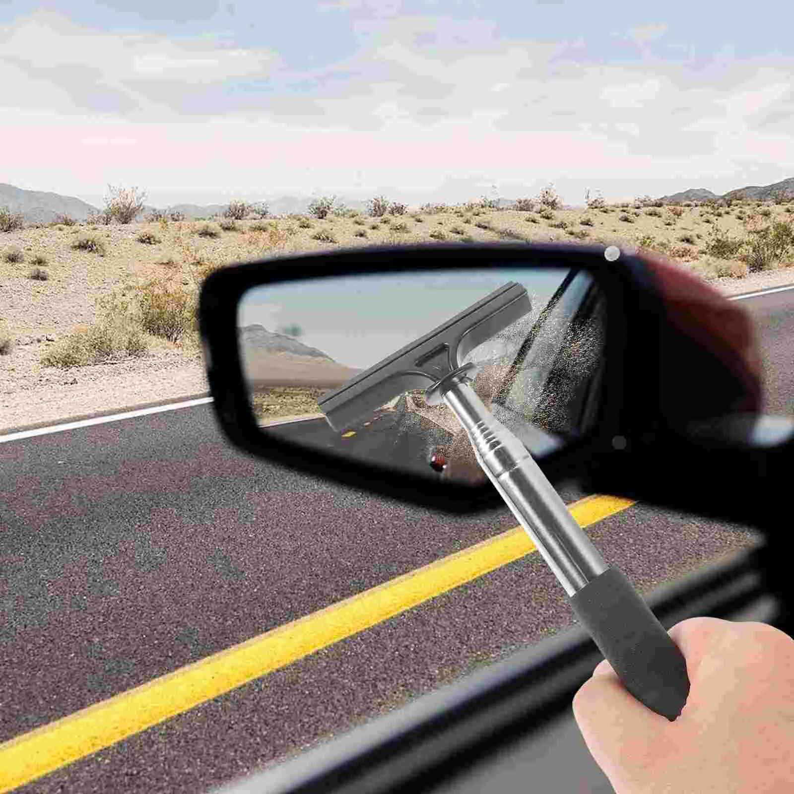 

Glass Cleaner Mini Squeegee Mirror Cars Windows Rear View Wiper Adhesive Strip Tool Windscreen Windshield