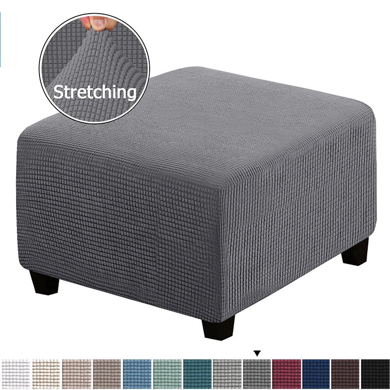 

Polar Fleece Footstool Cover Square Shape Case Protector Washable Removable Sofa Foot Rest Stool Covers Living Room Home Decor