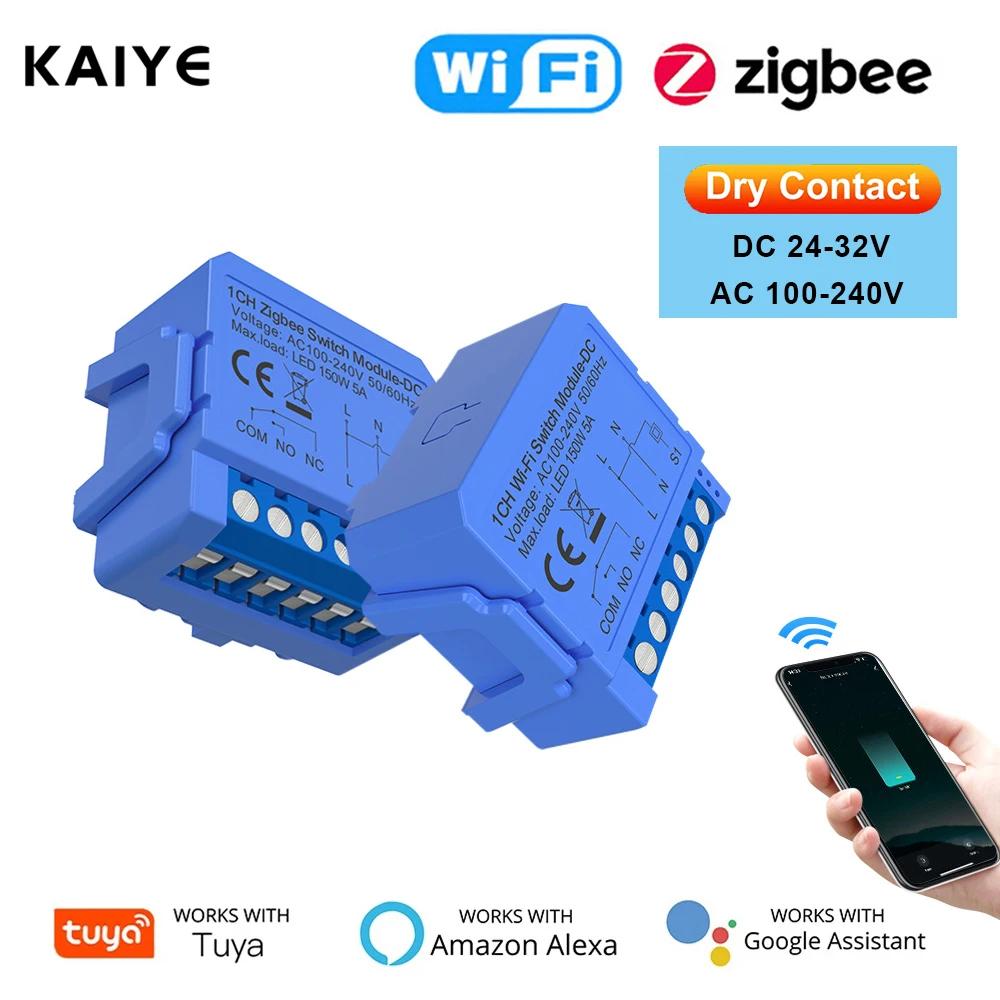 Модуль умного переключателя Tuya ZigBee Wi-Fi 24-32 В постоянного тока 100-240 переменного