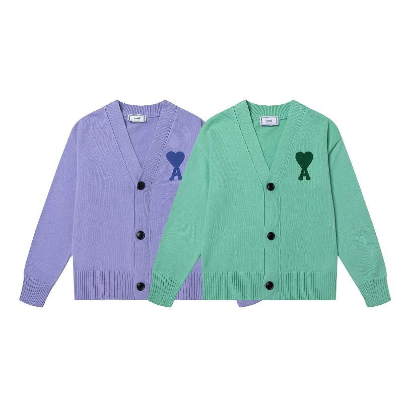 

Autumn Winter 2022 A Letter Love Korean Fashion Women's Sweater Girl Style Wool V-neck Cardigan High Street Women's Clothing