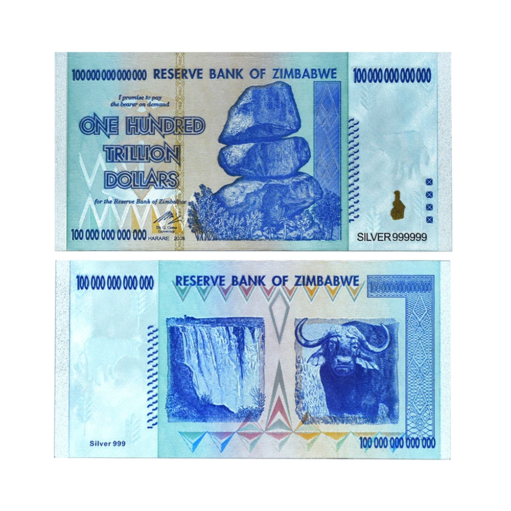 Банкноты Зимбабве. 100 Триллионов зимбабвийских долларов. Купюра 100 триллионов долларов. Искусственные деньги.