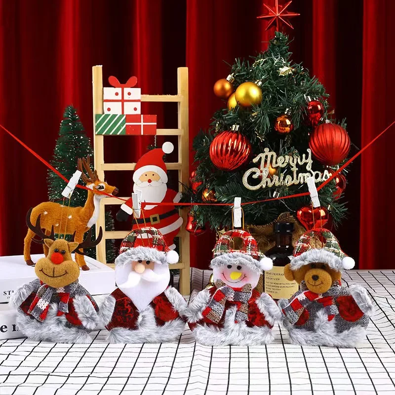 Рождественская маленькая кукла танцующая Новый год старик снеговик олень