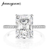 pansysen 925 sterling silver emerald cut simulated moissanite diamond wedding rings for women luxury proposal engagement ring