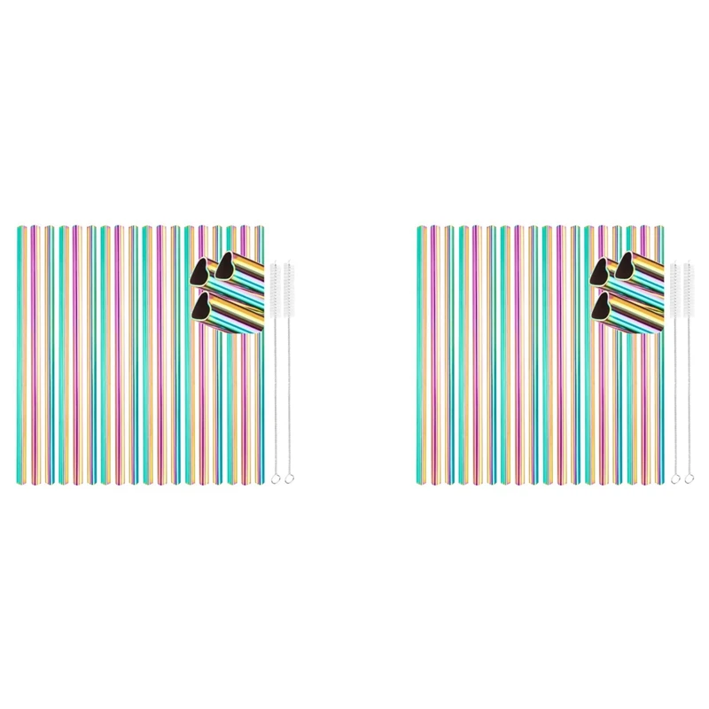 

36 Pcs Reusable Heart Shape Stainless Steel Straws,With Cleaning Brushes For Tumblers Beverage Drinks Cocktail(Colorful)