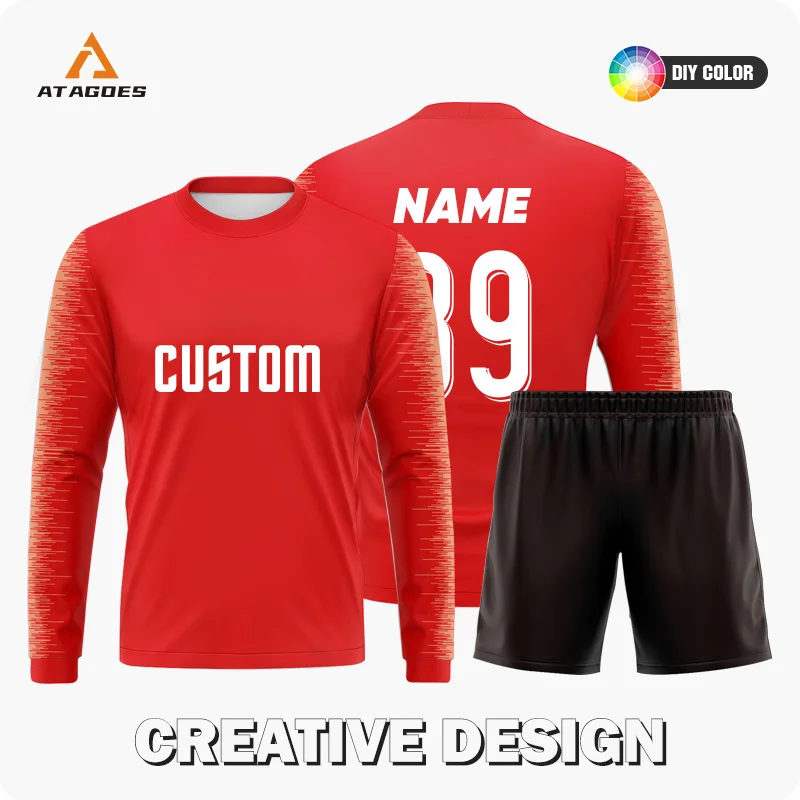 

Пользовательская сублимационная футбольная одежда из 100% полиэстера, дышащая Футбольная форма вратаря, тренировочная Футбольная форма с длинным рукавом