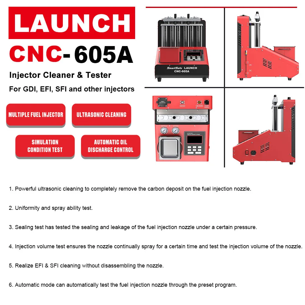 Распродажа 6-цилиндровых форсунок инжектора с ЧПУ 605A GDI EFI SFI тестер для очистки