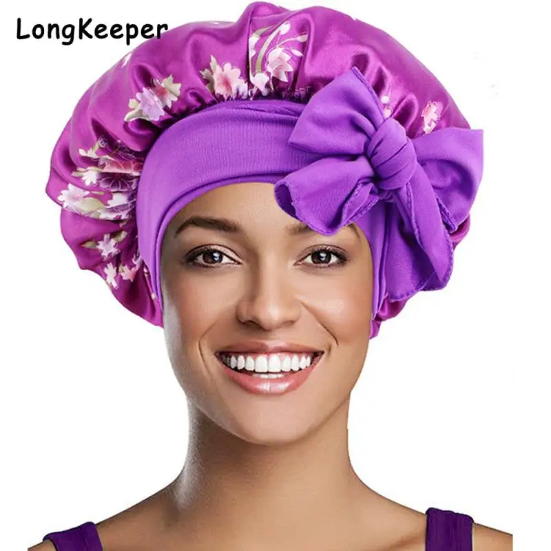 

Женская атласная однотонная зимняя шапочка для сна, шапочка для ухода за волосами, ночная шапочка для женщин и мужчин, унисекс шапочка, ночн...