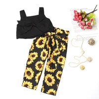 summer childrens clothing new girls suits short vest sunflower trousers suit kids boutique clothing wholesale
