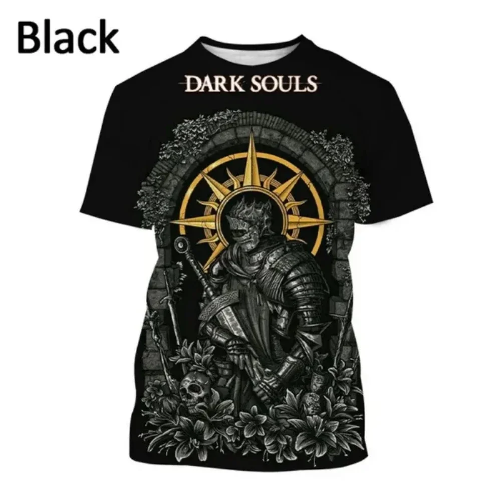 Футболка Popasadco Dark Souls 2024 Stampa 3D Estate Uomo Donna Manica Corta Moda повседневная уличная одежда