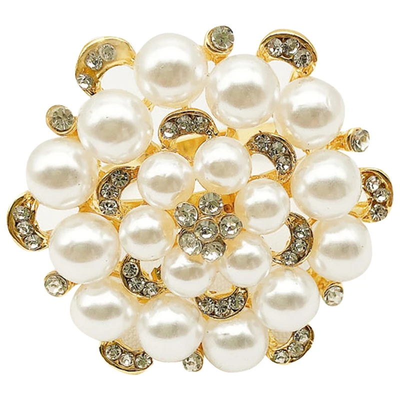 

8-Piece Set Towel Ring Pearl Beaded Diamond Crystal Napkin Holder Tabletop Inlaid Wedding Decoration Holiday, Gold