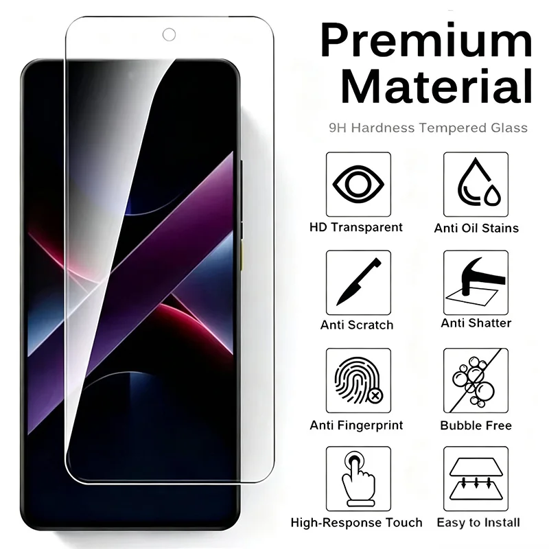 Фото Защитное стекло для Poco X8 Pro Max, защитная пленка для экрана Poco F8 Ultra F7 Pro, полное покрытие, защитная стеклянная пленка, разблокировка по отпечатку пальца №3