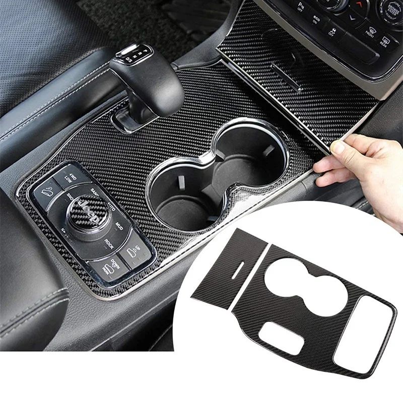 

Car Carbon Fiber Center Console Cup Holder Cover Trim Lnterior Accessories Car Interior Panel For Jeep Grand Cherokee 2014 2015