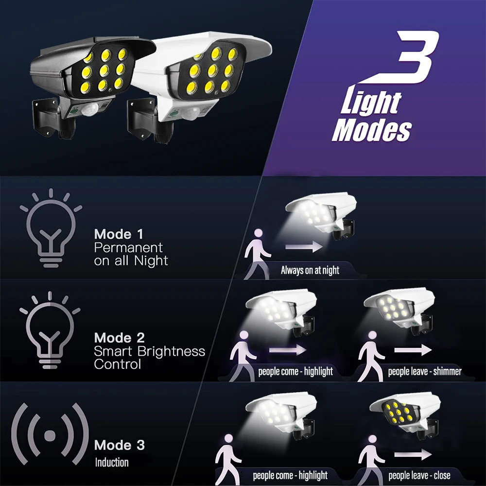 Светодиодный настенный светильник на солнечной батарее водонепроницаемый