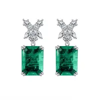 925 Sterling Silver 7Ct Earring Emerald Earrings Hypoallergenic white Gold Plating Natural Gemstone Wedding Bridal for Women