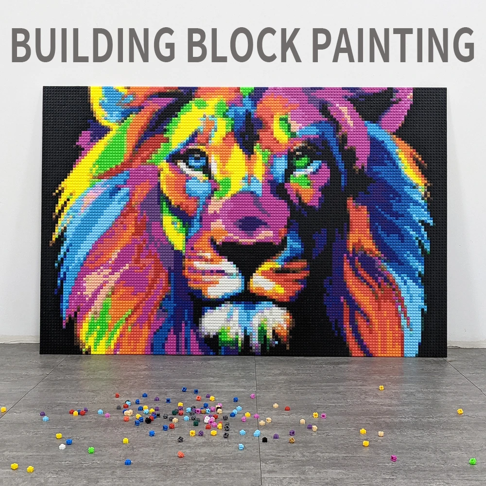Mosaic Painting Home Decoration DIY Toy Building Block Wall Art Painting Lion Pixel Art Ideas Pop Wall Decoration Surprise Gifts