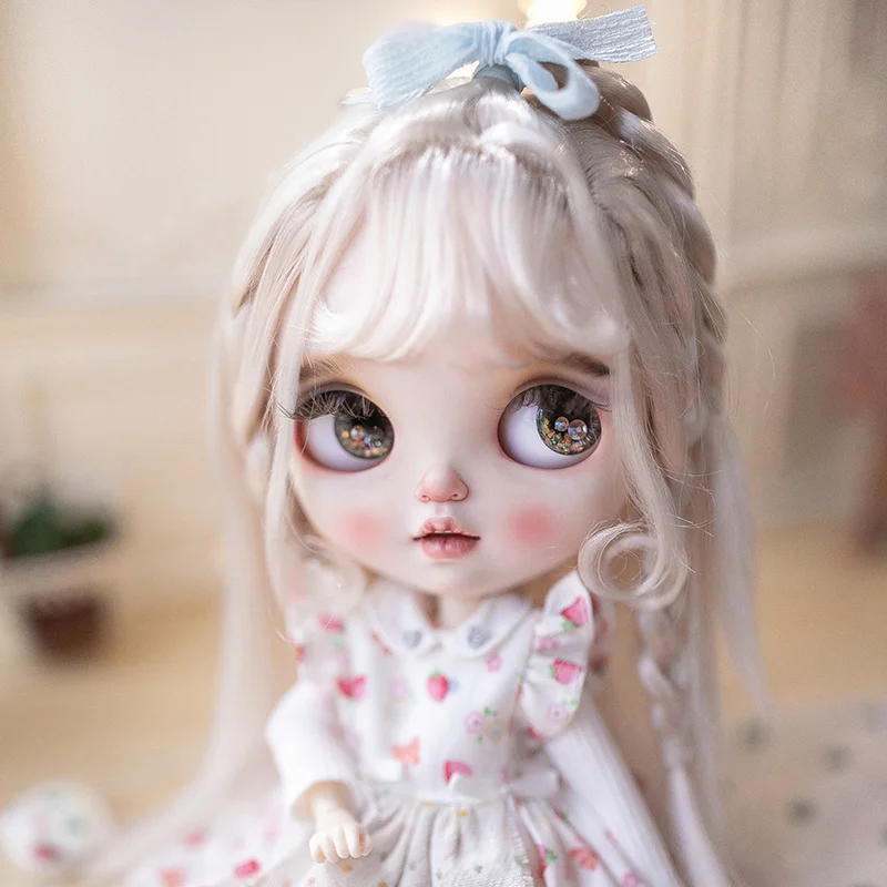 

Парик шарнирный для кукол блайз, аксессуары для кукол, игрушка-брайдер для кукол, молочный шелк, крем, золотые длинные волосы для кукол девоч...