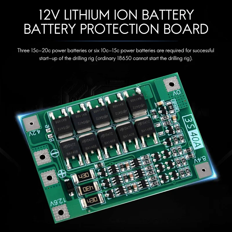 3S 40A для отвертки 12 в Li-Ion 18650 Bms Pcm Защитная плата батареи с балансирующим